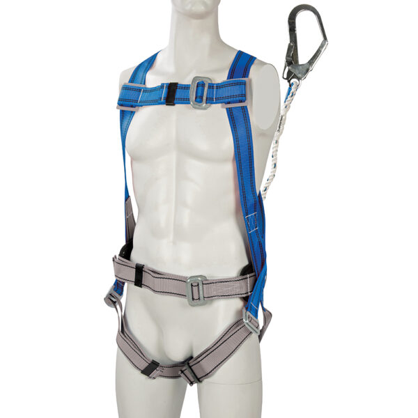 Polyester webbing harness & restraint positioning lanyard