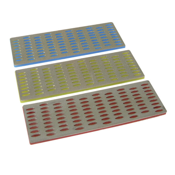 Colour-coded plastic cards with diamond grit abrasive surfaces