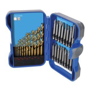 Chrome vanadium high-speed steel drivers & Titanium-coated drill bits